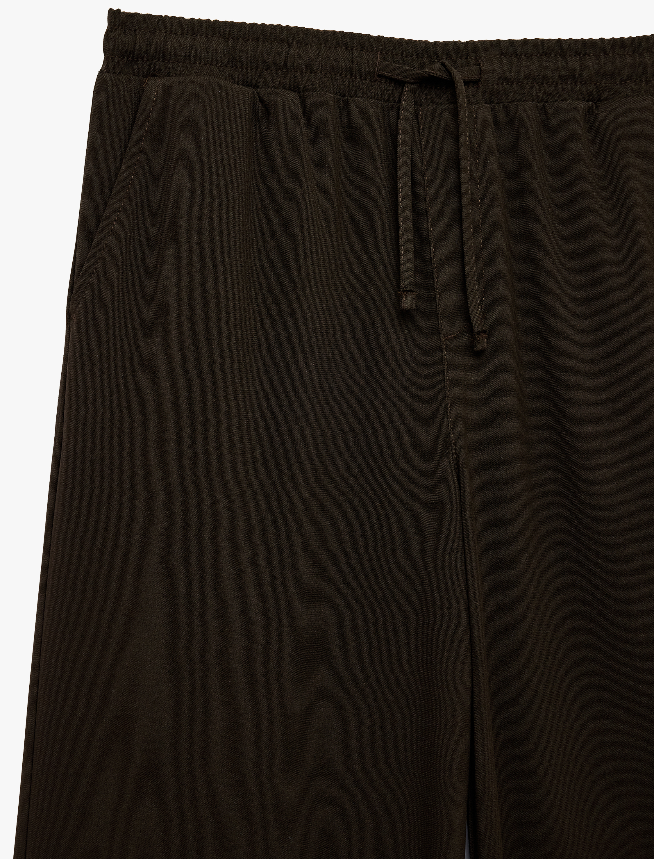   Bol Kalıp Viskon Karışımlı Beli Bağcıklı Geniş Paça Pantolon