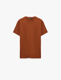 Bisiklet Yaka Viskon Karışımlı Kısa Kollu Basic Slim Fit Tişört