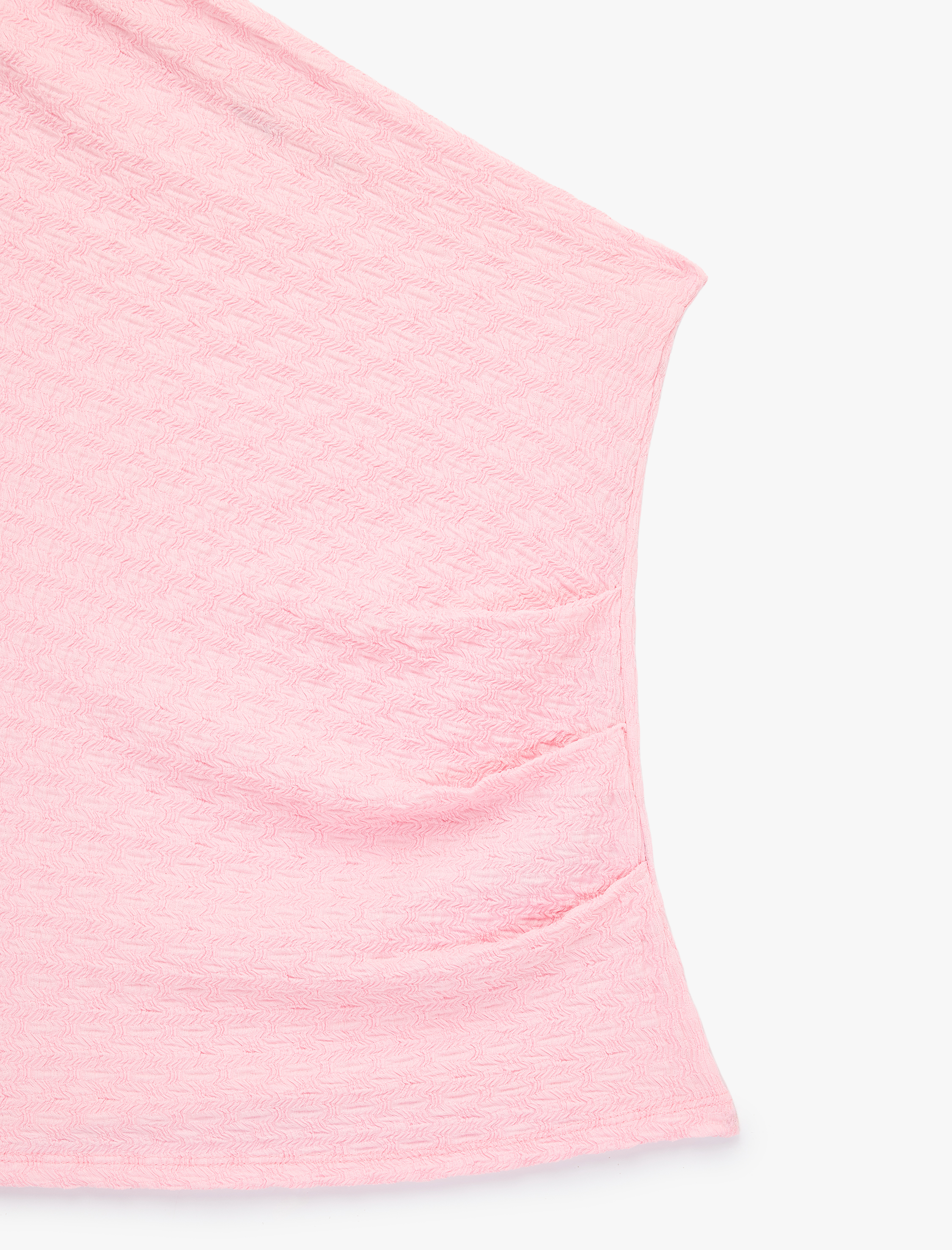  Bürümcük Kumaş Dokulu Drape Detaylı Kolsuz Tek Omuz Bluz