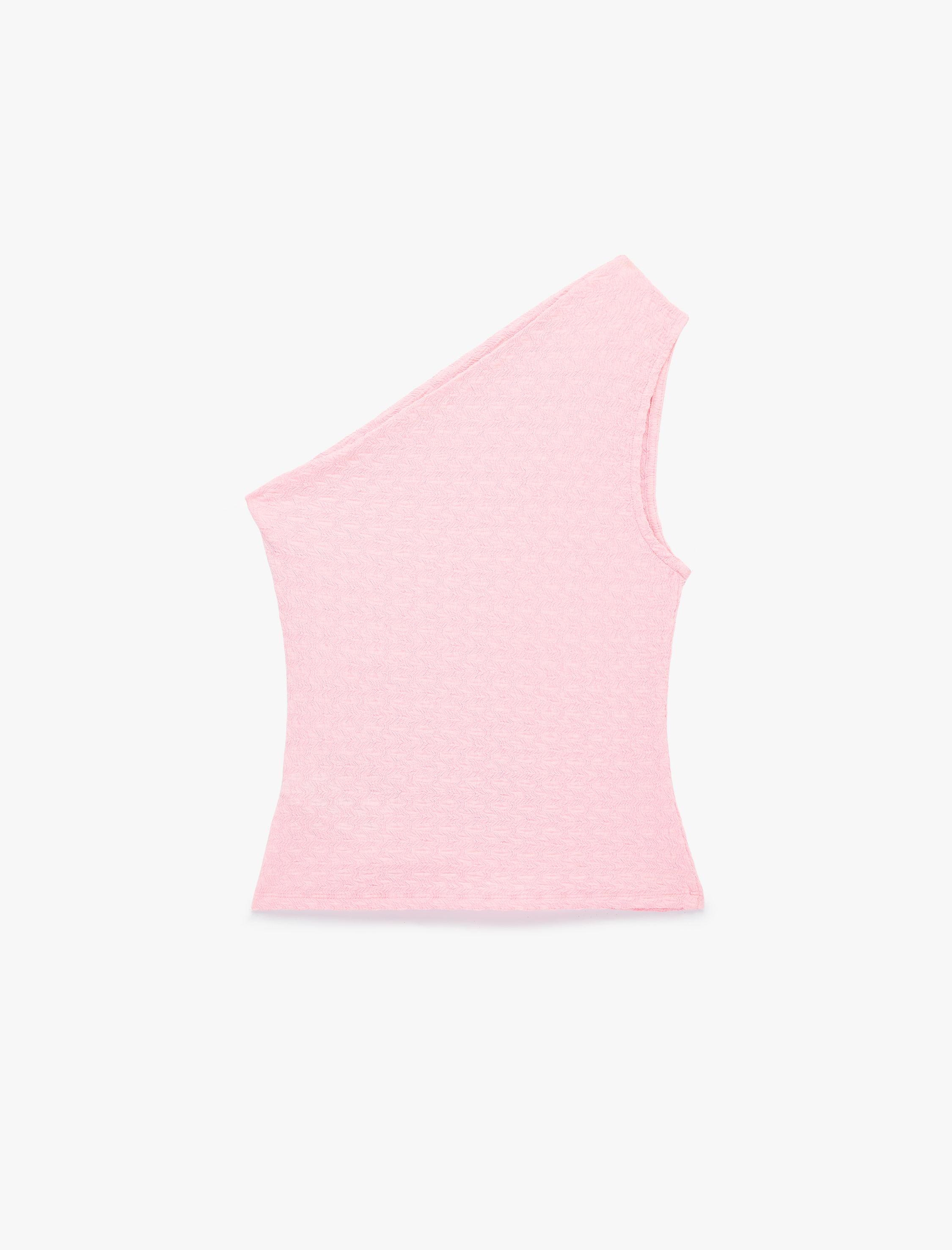   Bürümcük Kumaş Dokulu Drape Detaylı Kolsuz Tek Omuz Bluz