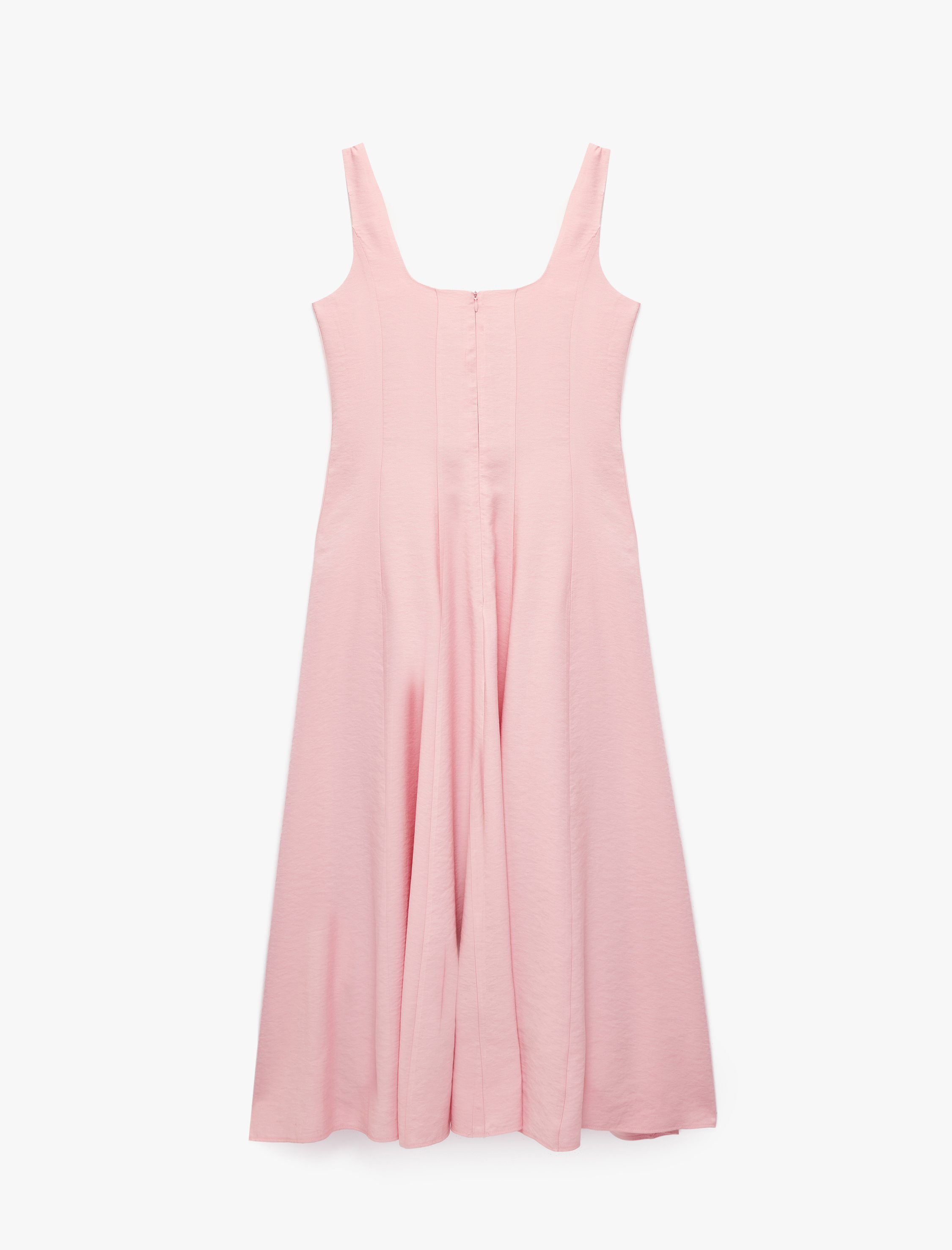   Modal Kumaş Kare Yaka Kolsuz Kalın Askılı Uzun Kloş Elbise