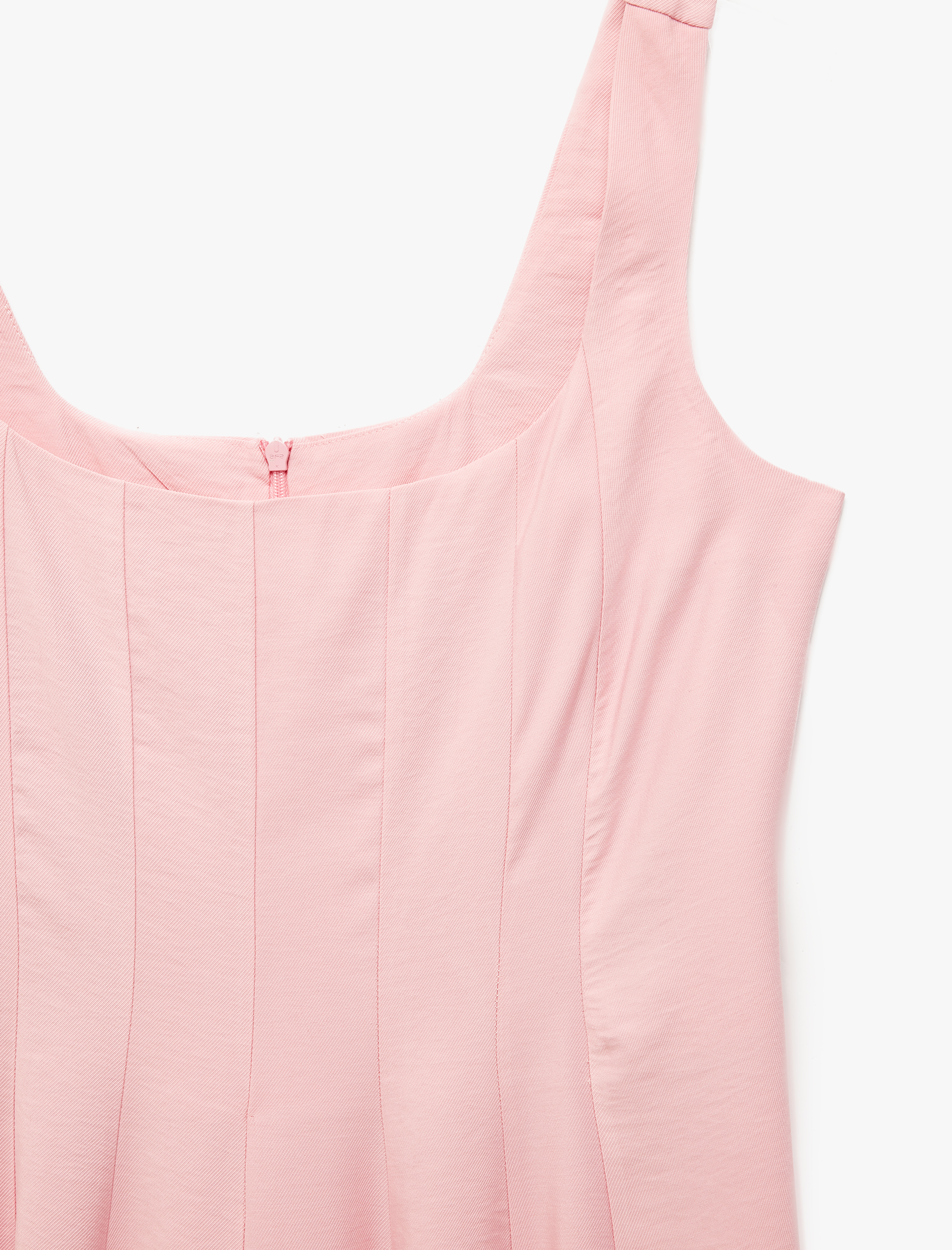   Modal Kumaş Kare Yaka Kolsuz Kalın Askılı Uzun Kloş Elbise