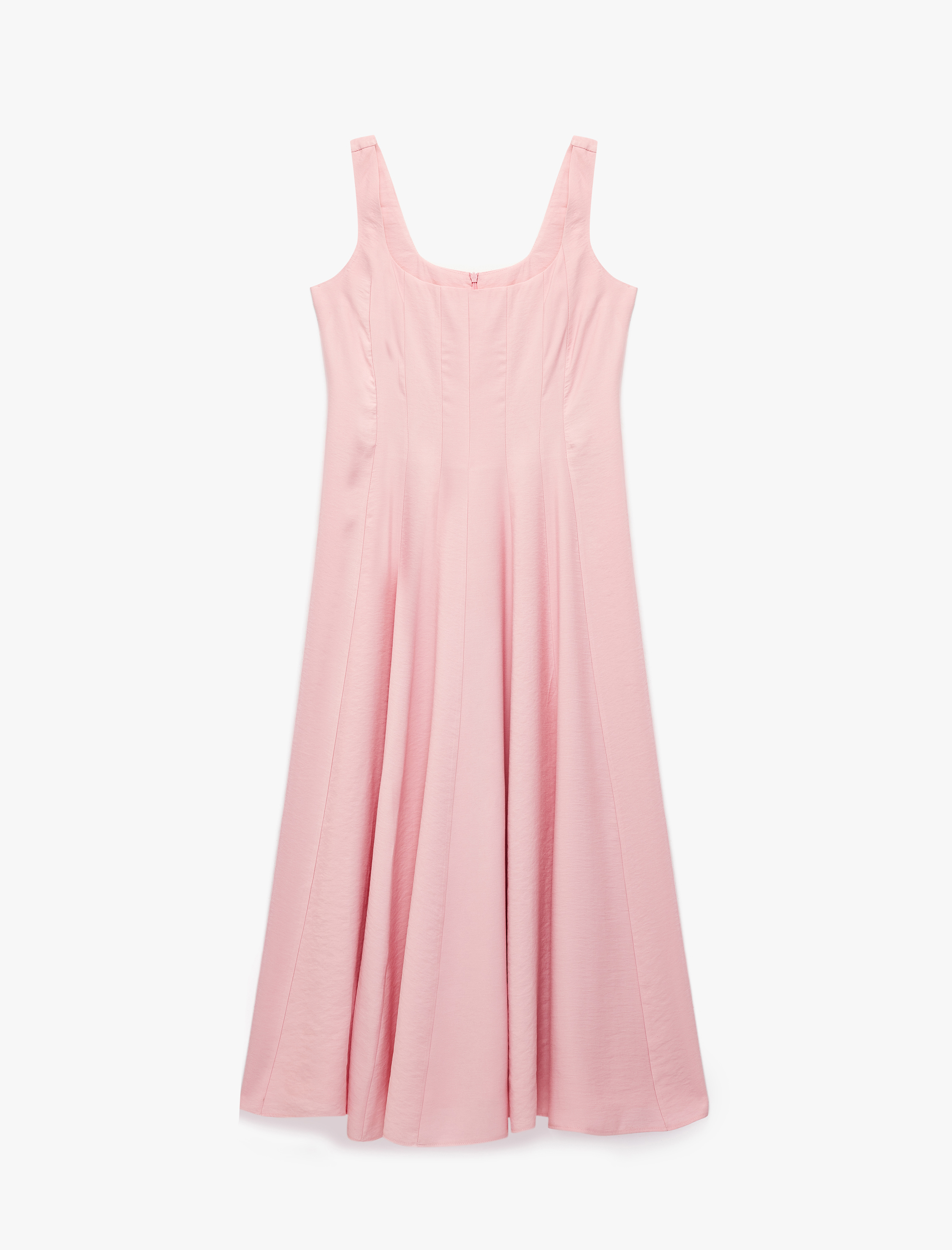   Modal Kumaş Kare Yaka Kolsuz Kalın Askılı Uzun Kloş Elbise