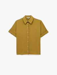 Viskon Salda Kumaş Regular Fit Klasik Yaka Kısa Kollu Gömlek
