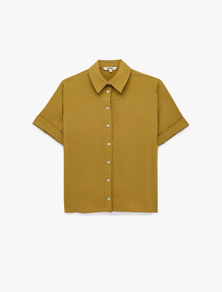  Viskon Salda Kumaş Regular Fit Klasik Yaka Kısa Kollu Gömlek