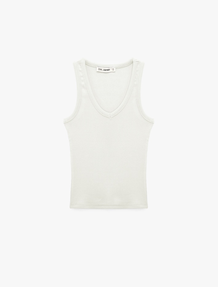  Kaşkorse Modal Karışımlı V Yaka Kolsuz Slim Fit Atlet