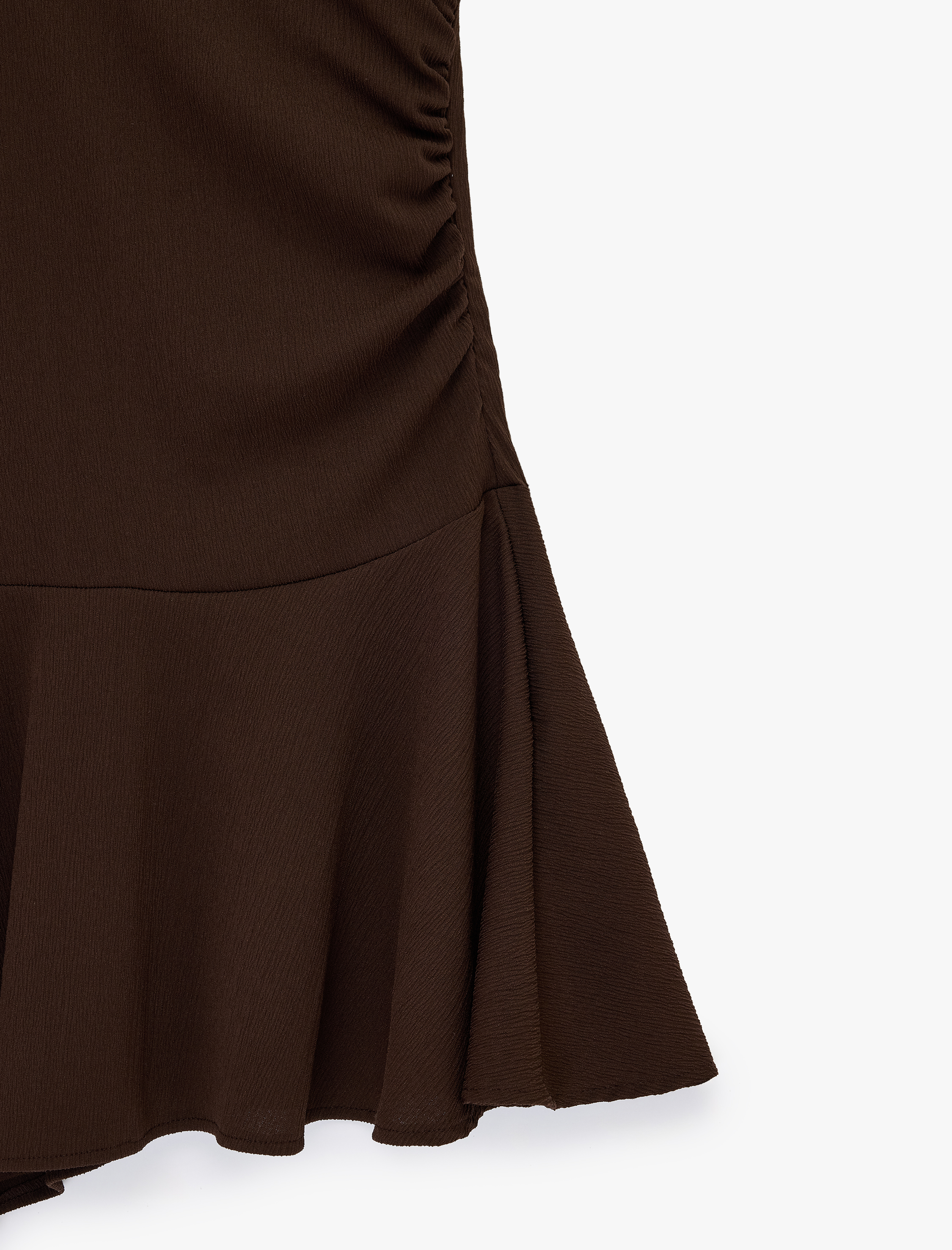   Slim Fit Balıkçı Yaka Kısa Kollu Asimetrik Elbise