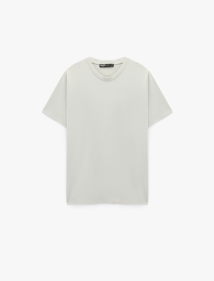  Bisiklet Yaka Viskon Karışımlı Kısa Kollu Basic Slim Fit Tişört