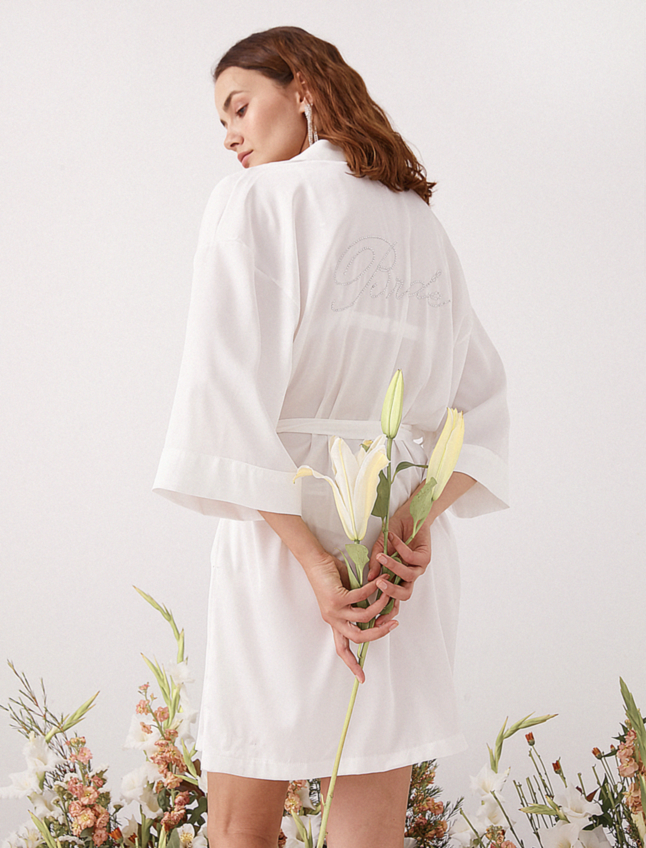   Bridal Saten Sabahlık Kuşaklı