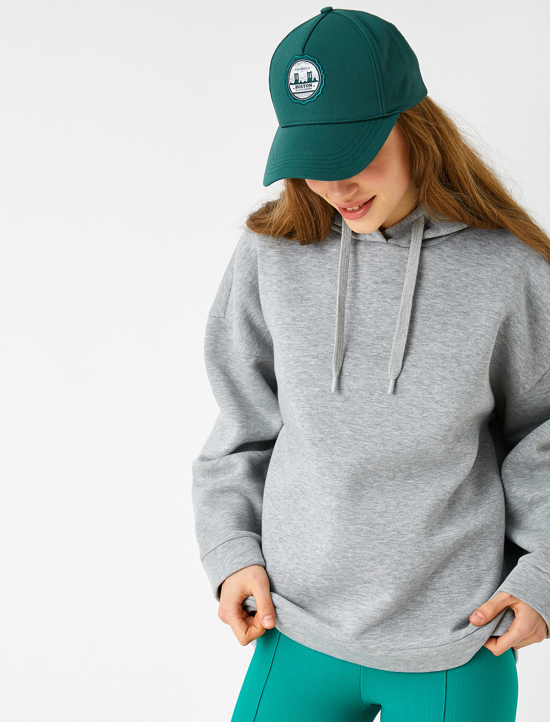   Oversize Basic Sweatshirt Kapüşonlu İçi Polarlı
