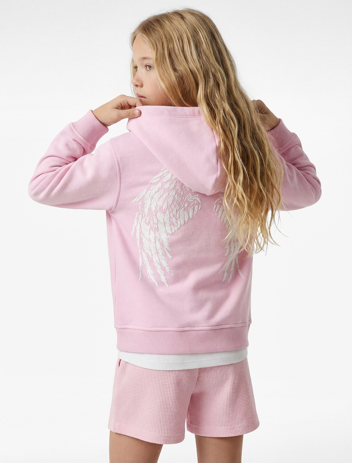 Kız Çocuk Uzun Kollu Fermuarlı Kapşonlu Sweatshirt