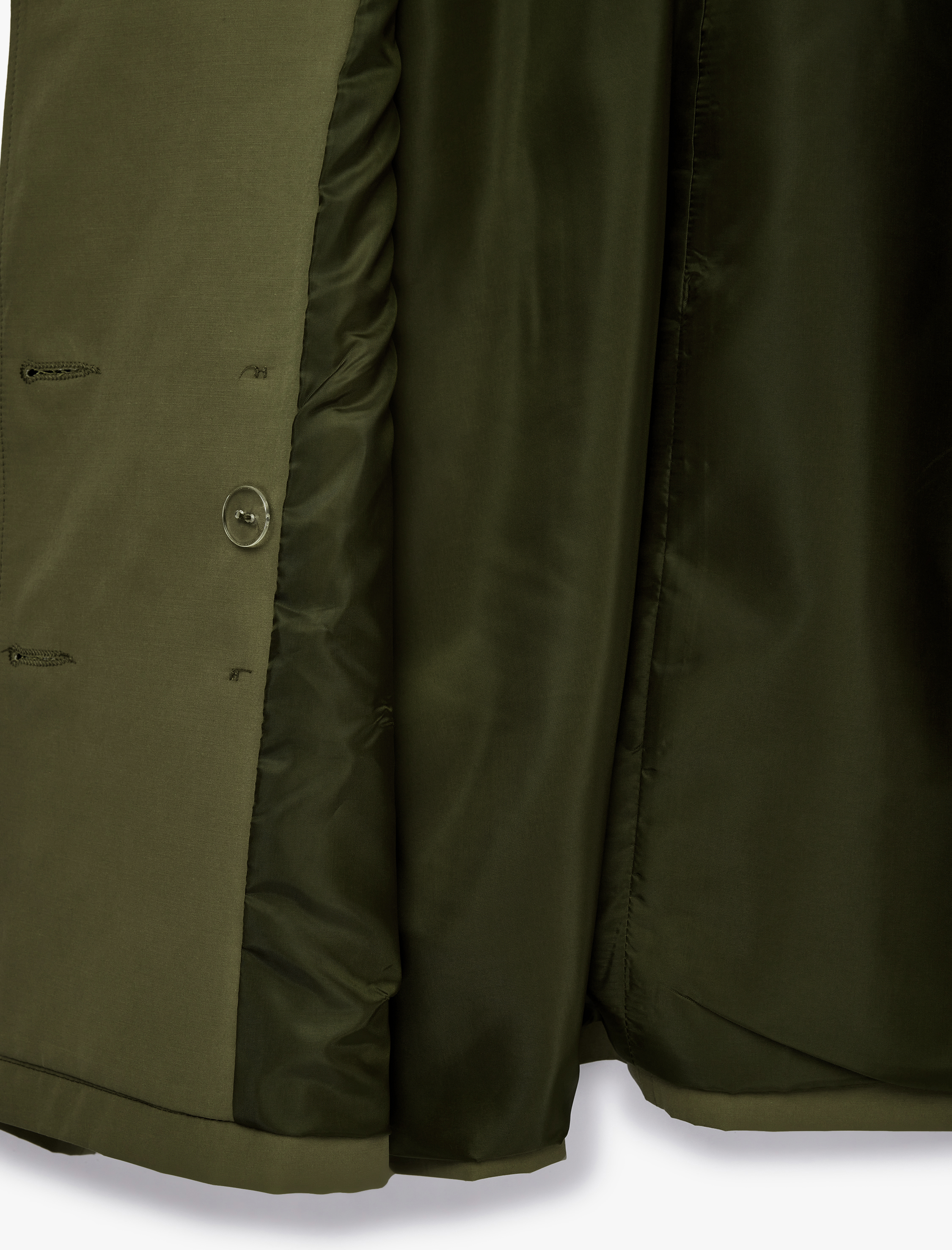   Uzun Kollu Düğmeli Cepli Kruvaze Kemerli Gabardin Kısa Trençkot