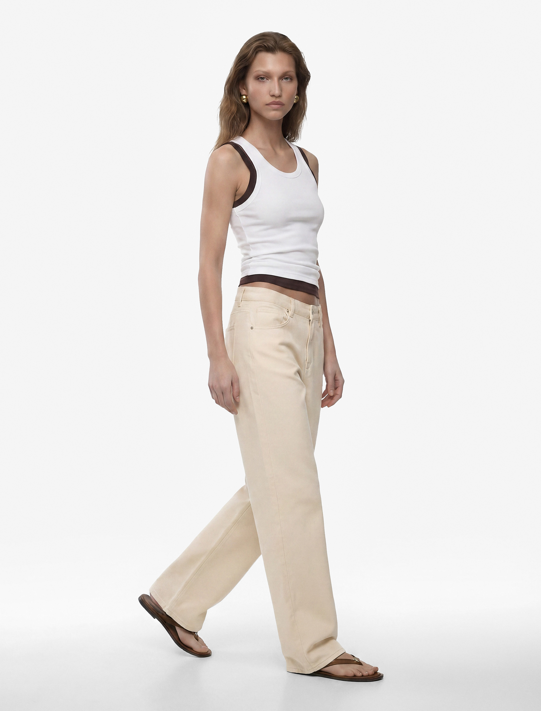  Normal Bel Düz Paça Pamuklu Denim Pantolon - Straight Fit Jean