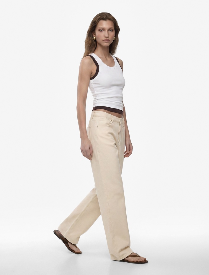  Normal Bel Düz Paça Pamuklu Denim Pantolon - Straight Fit Jean
