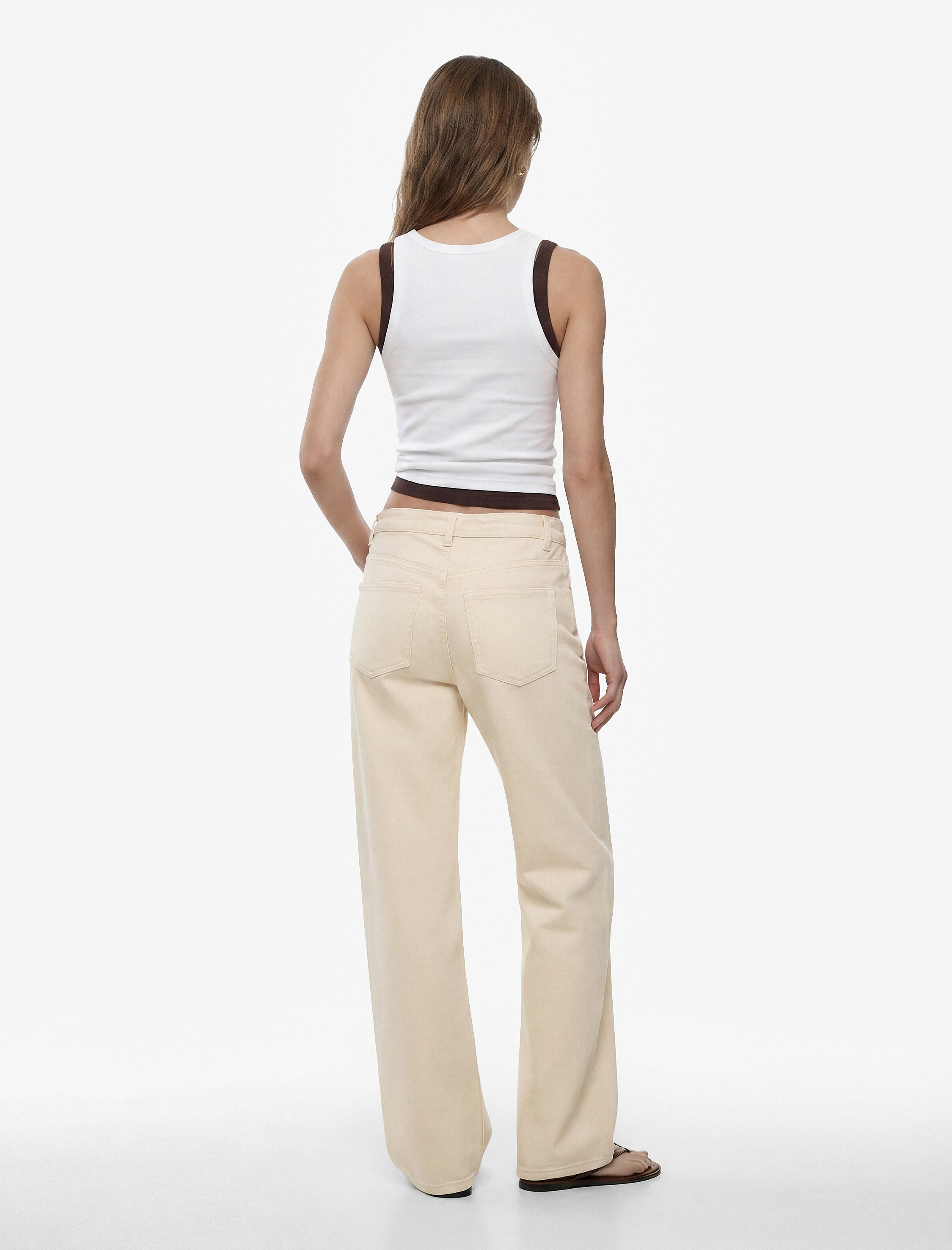   Normal Bel Düz Paça Pamuklu Denim Pantolon - Straight Fit Jean