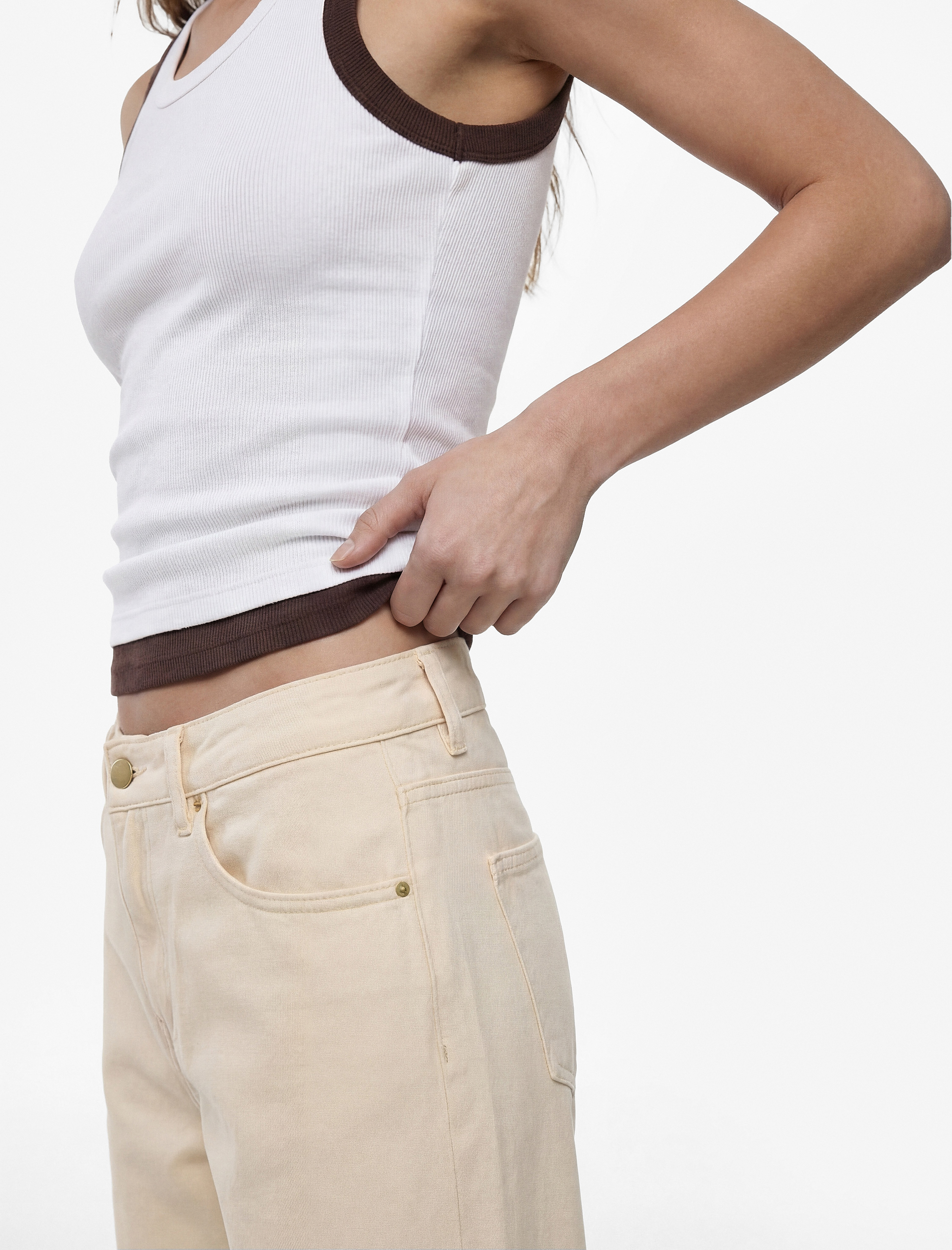   Normal Bel Düz Paça Pamuklu Denim Pantolon - Straight Fit Jean