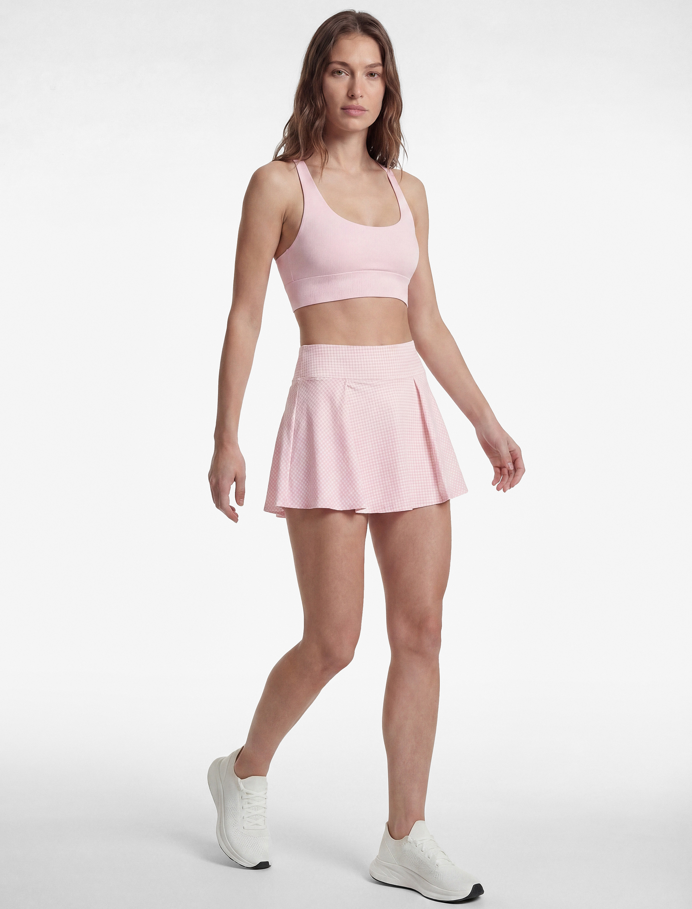   Yüksek Bel Pötikareli İnterlok Mini Spor Şort Etek