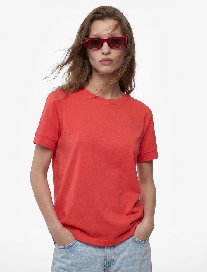  Slim Fit Kısa Kollu Bisiklet Yaka Basic Tişört