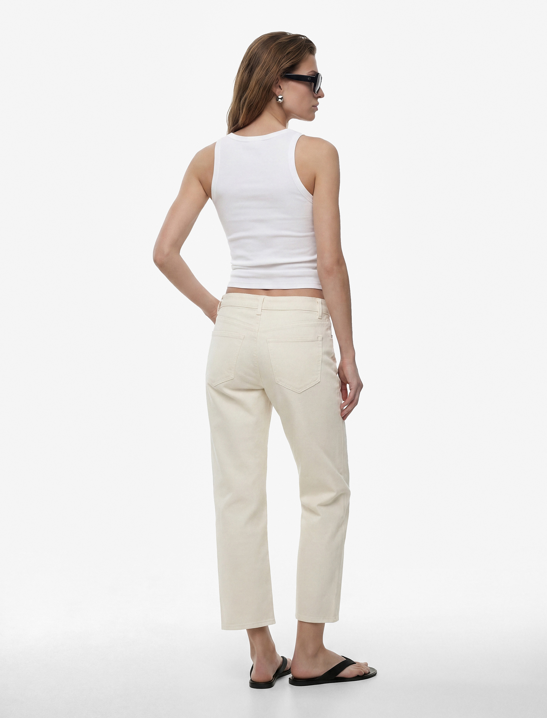   Pamuklu Cepli Düğmeli İspanyol Paça Crop Jean Pantolon -  Kick Flare Jeans