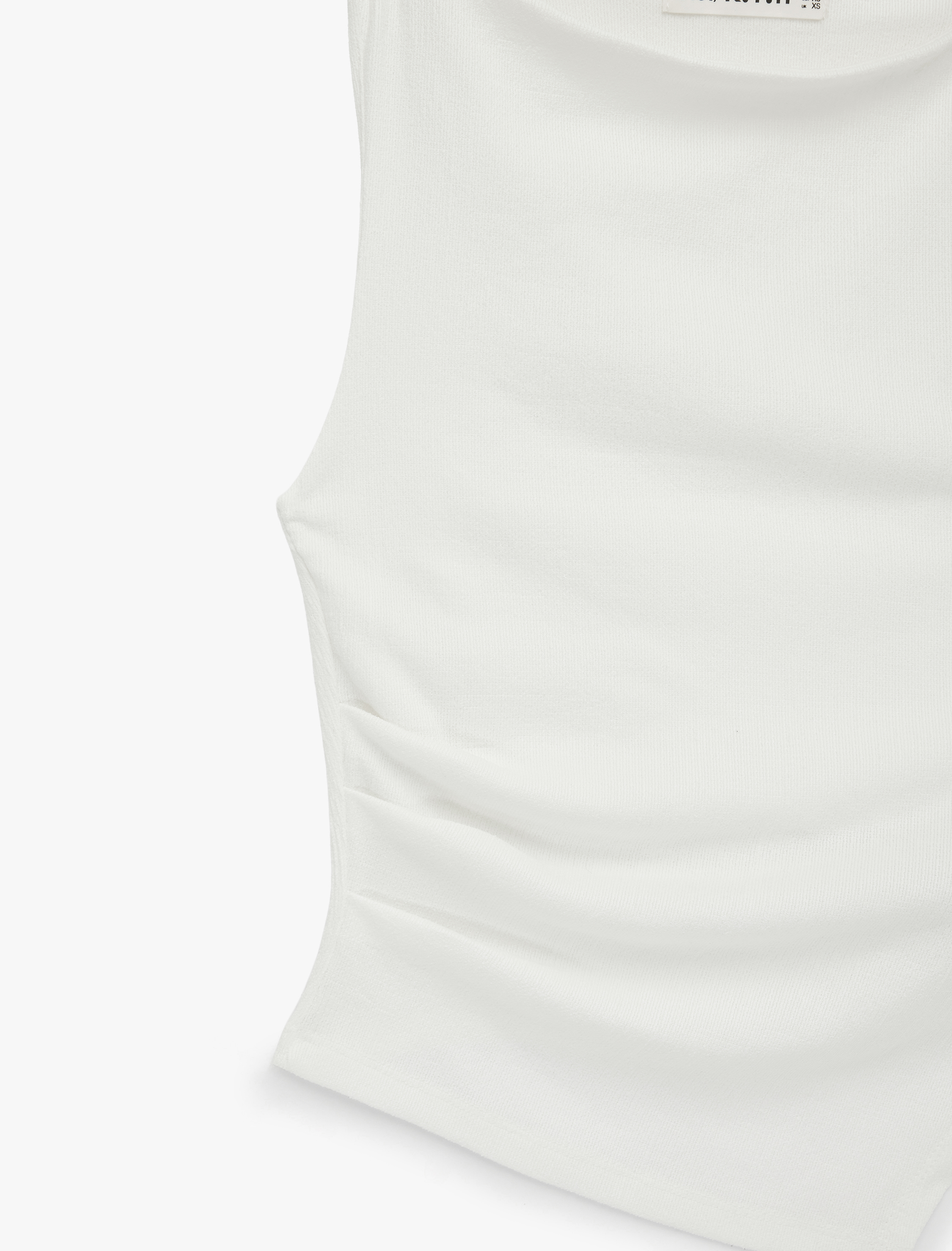   Asimetrik Kayık Yaka Kolsuz Slim Fit Drapeli Bluz