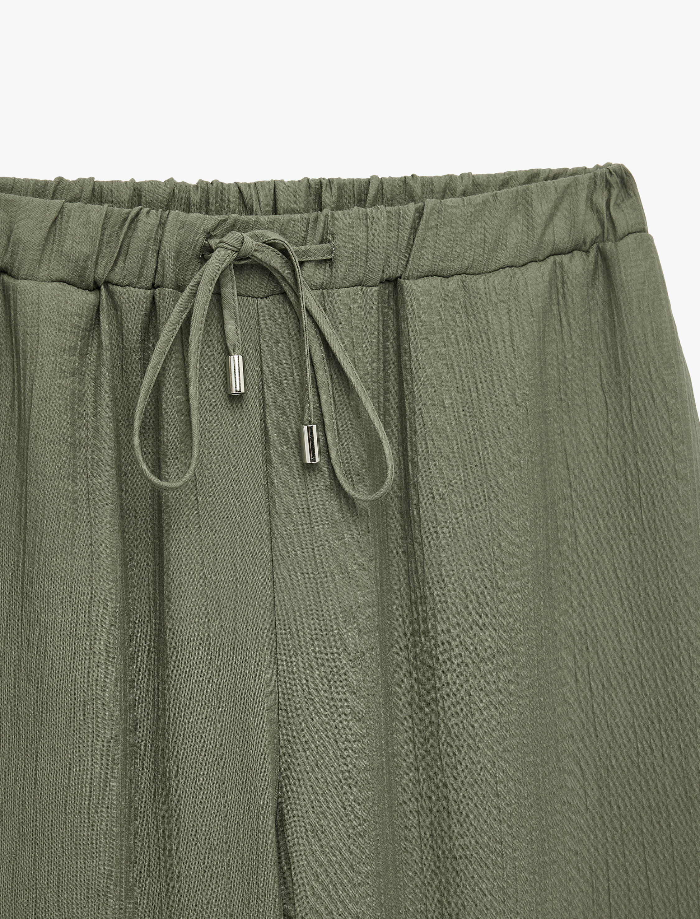   Beli Lastikli Bağlamalı Geniş Paça Pantolon