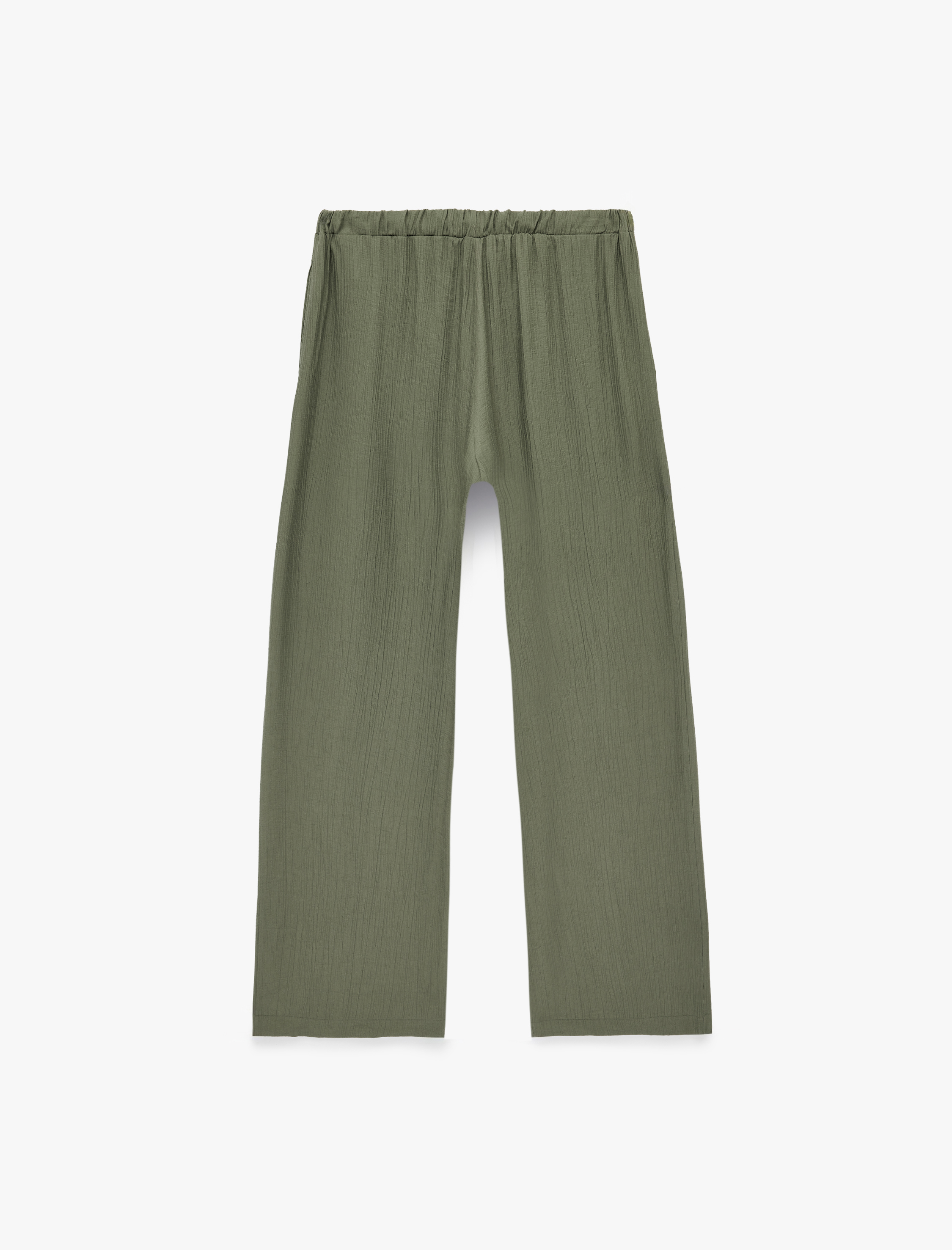   Beli Lastikli Bağlamalı Geniş Paça Pantolon