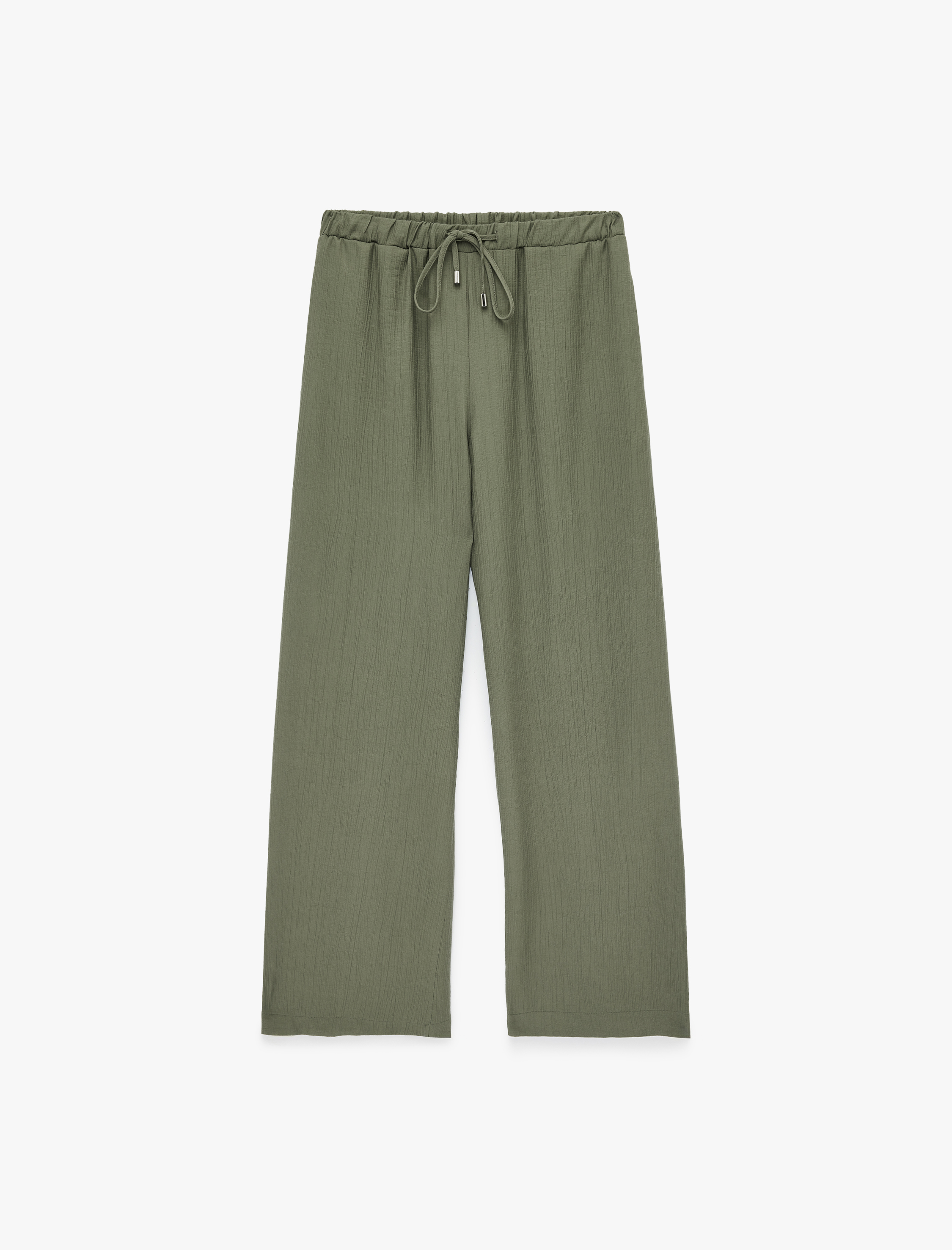   Beli Lastikli Bağlamalı Geniş Paça Pantolon