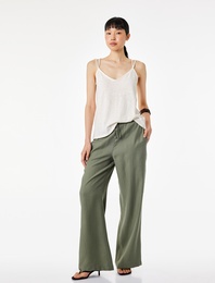 Beli Lastikli Bağlamalı Geniş Paça Pantolon