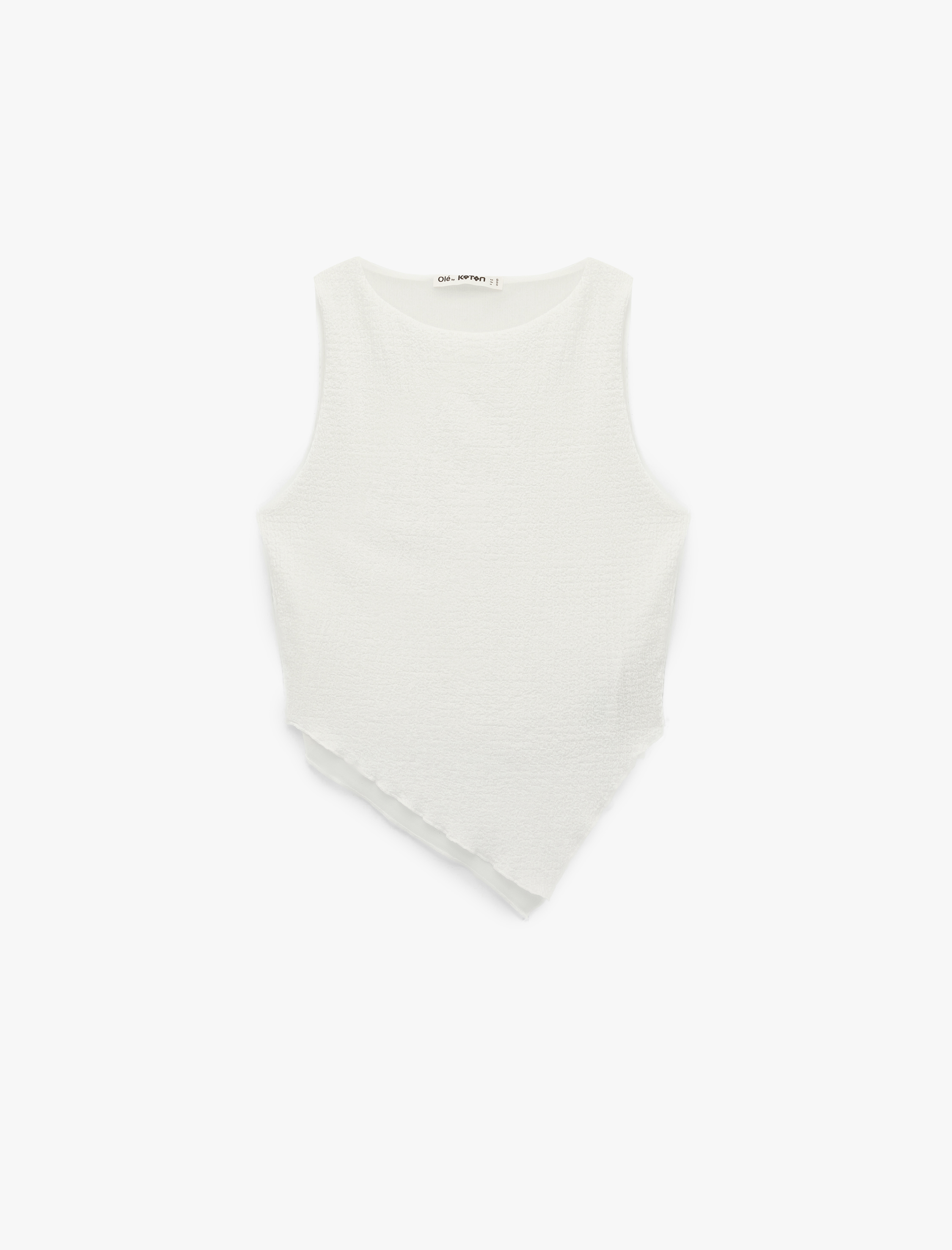   Slim Fit Asimetrik Kesim Bisiklet Yaka Kolsuz Bluz