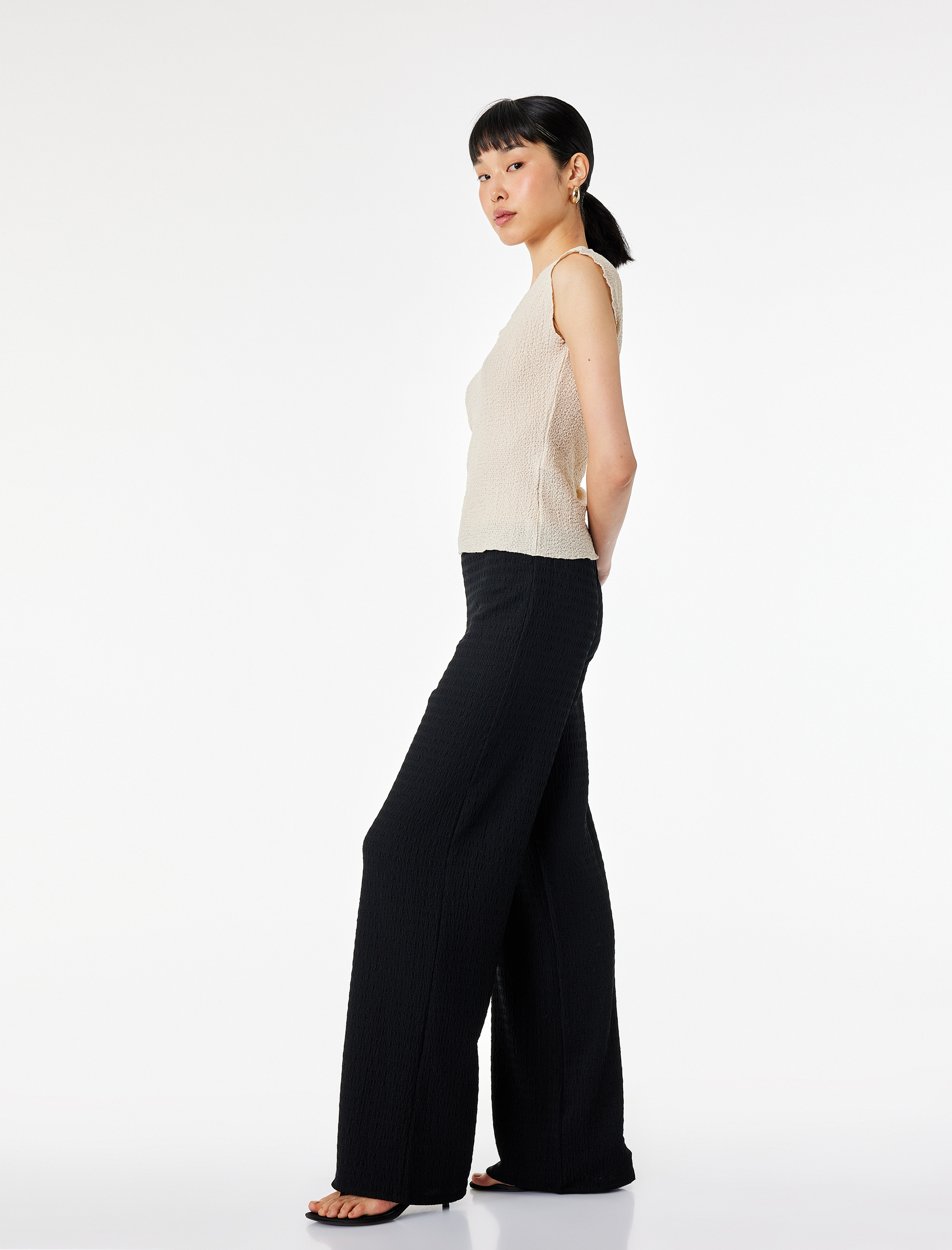   Bürümcük Kumaş Düz Bol Paça Pantolon