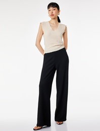 Bürümcük Kumaş Düz Bol Paça Pantolon