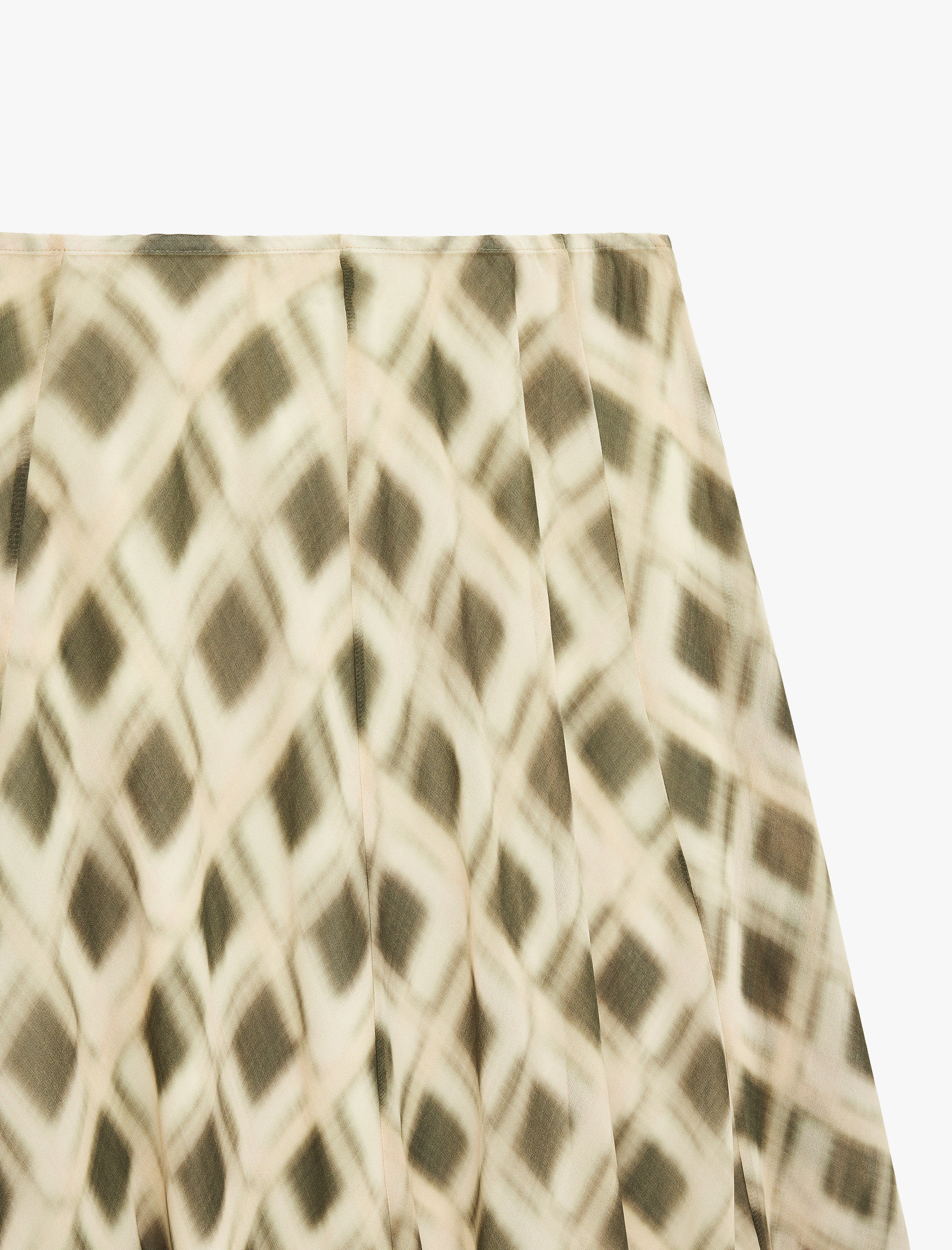   Asimetrik Kesim Midi Boy Ekose Şifon Etek