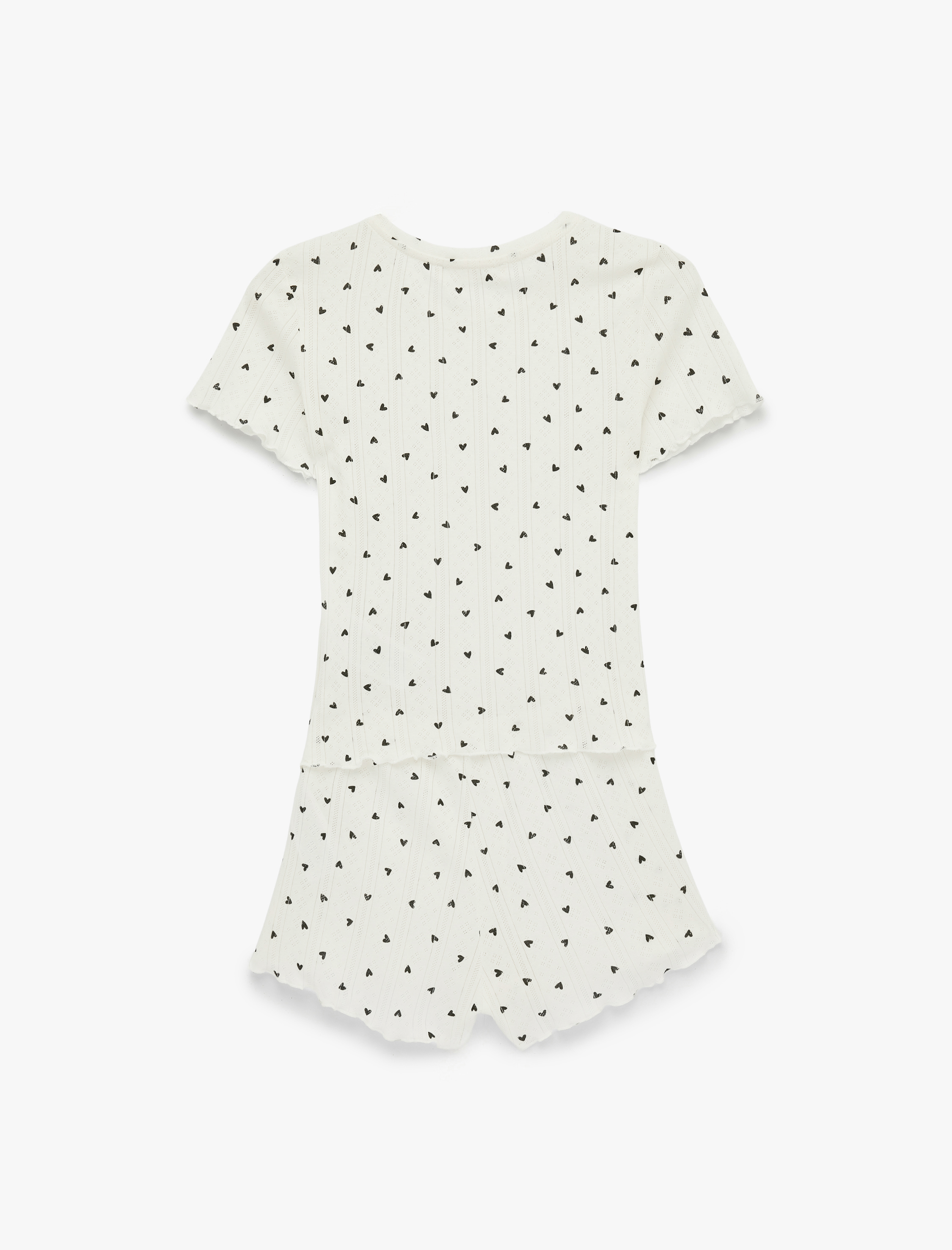   Pamuklu Kısa Kollu Bisiklet Yaka Şortlu Pijama Takımı