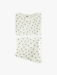 Pamuklu Kısa Kollu Bisiklet Yaka Şortlu Pijama Takımı