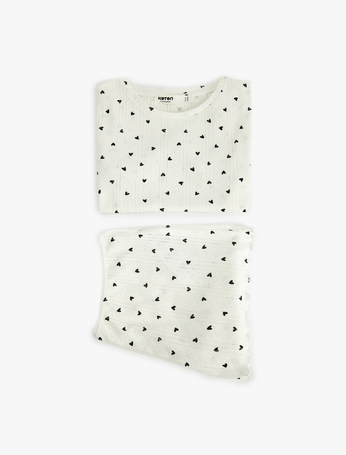  Pamuklu Kısa Kollu Bisiklet Yaka Şortlu Pijama Takımı