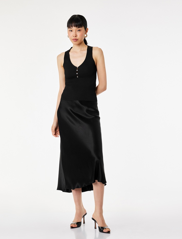  Balık Kesim Midi Saten Etek