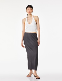 Bürümcük Kumaş Dokulu Slim Fit Midi Kalem Etek