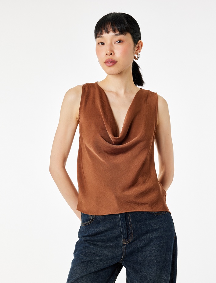  Kolsuz Degaje Yaka Saten Bluz