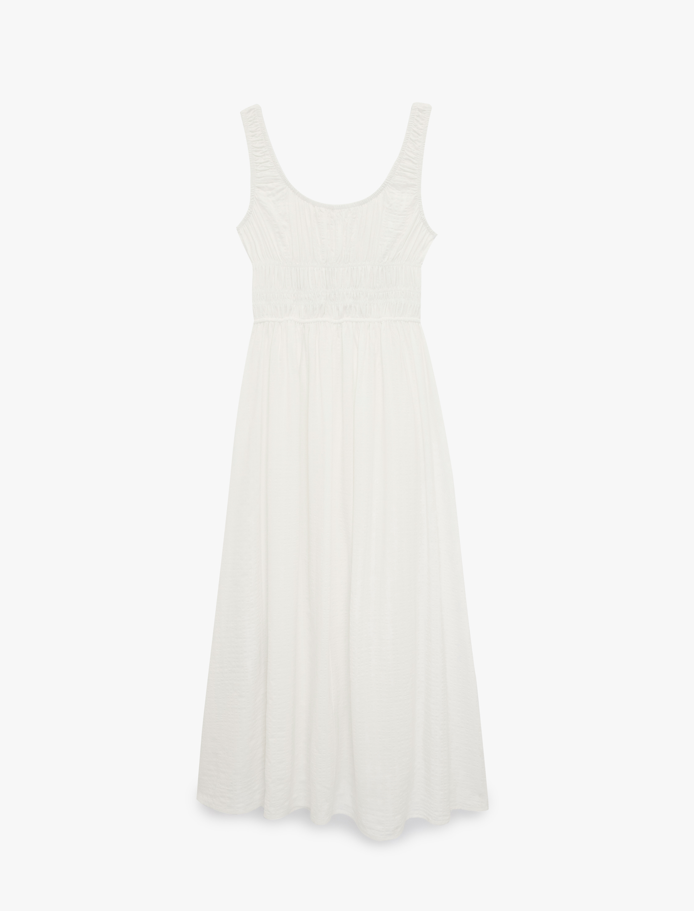   Pamuklu U Yaka Kalın Askılı Uzun Elbise