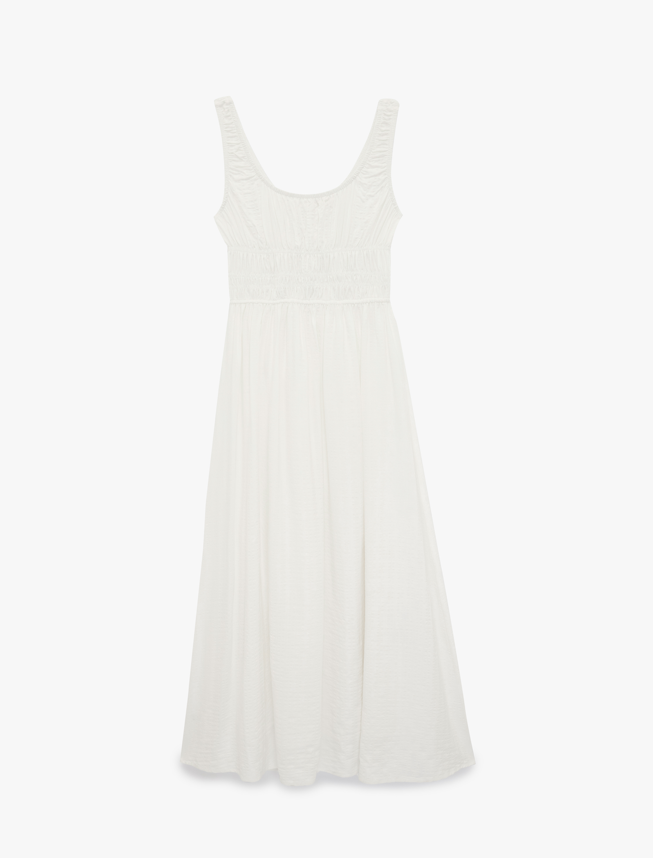   Pamuklu U Yaka Kalın Askılı Uzun Elbise