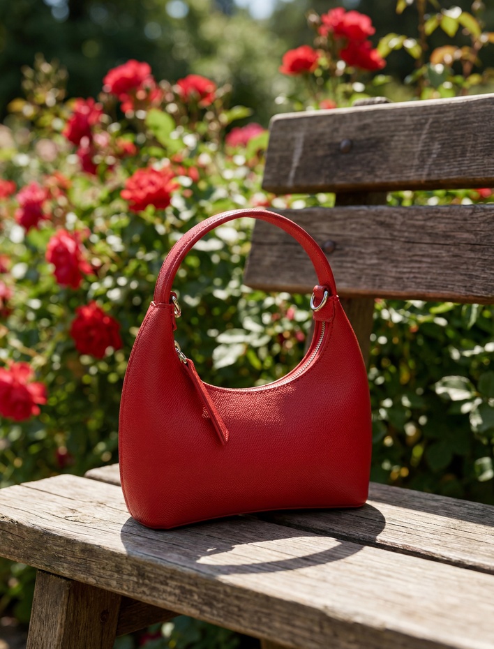 Kadın Suni Deri Fermuarlı Oval El Çantası