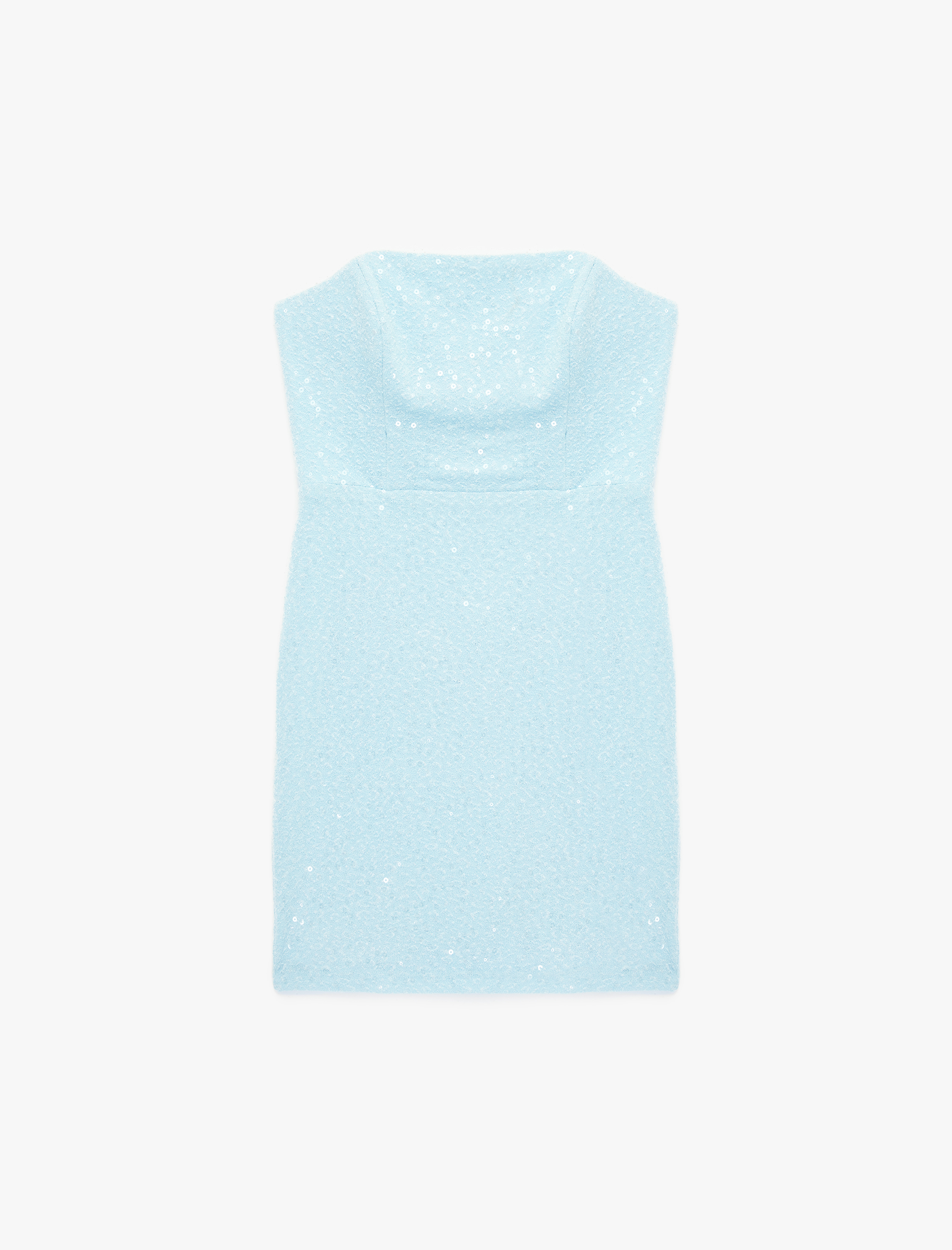   Pullu Payetli Straplez Yaka Kolsuz Bodycon Mini Abiye Elbise