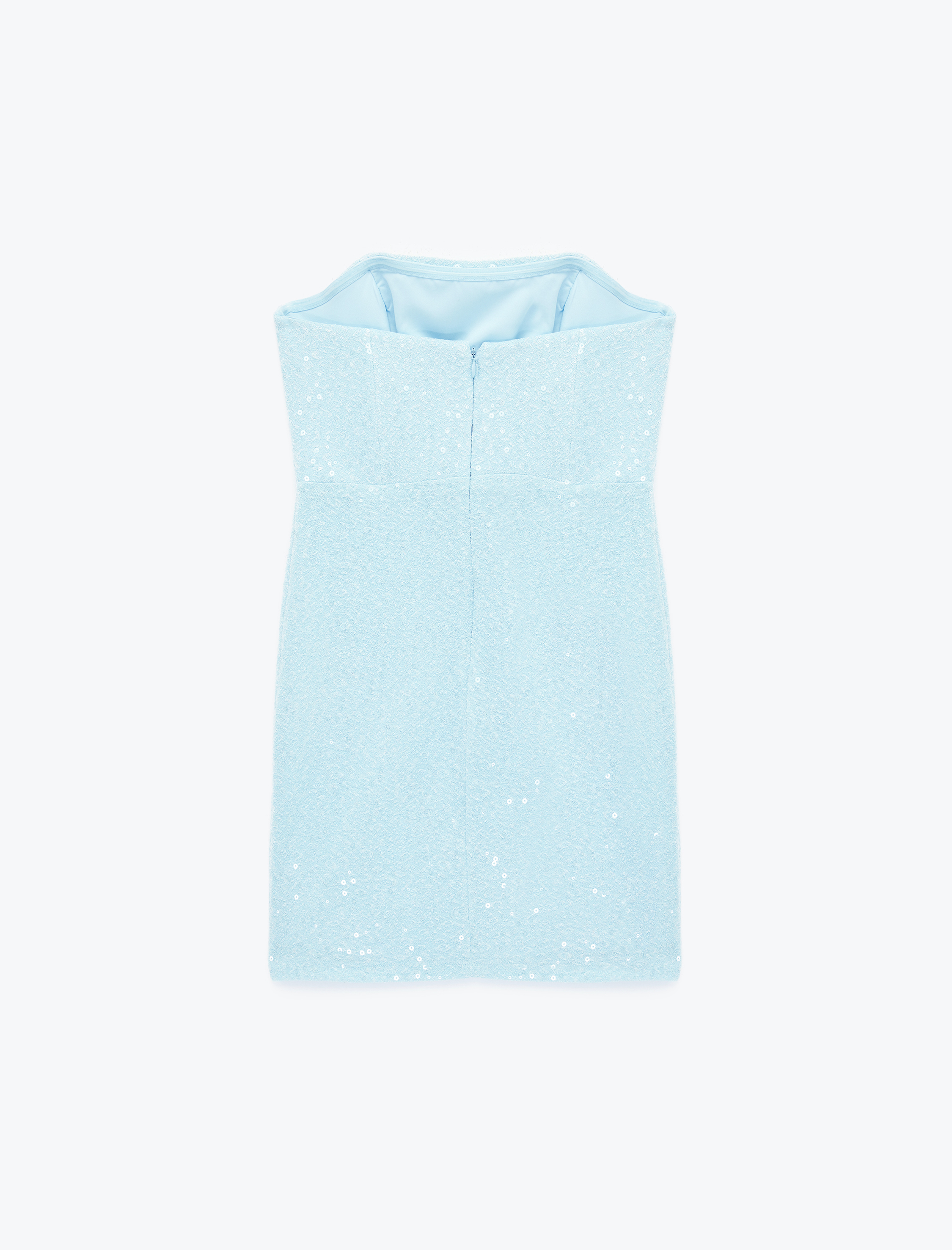   Pullu Payetli Straplez Yaka Kolsuz Bodycon Mini Abiye Elbise