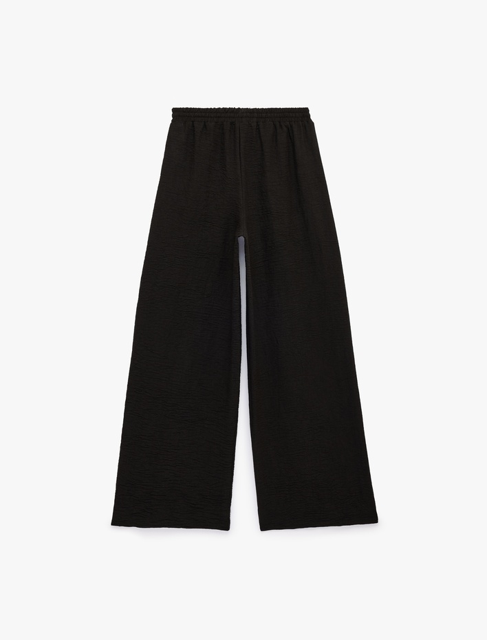  Beli Bağcıklı Geniş Paça Kumaş Pantolon