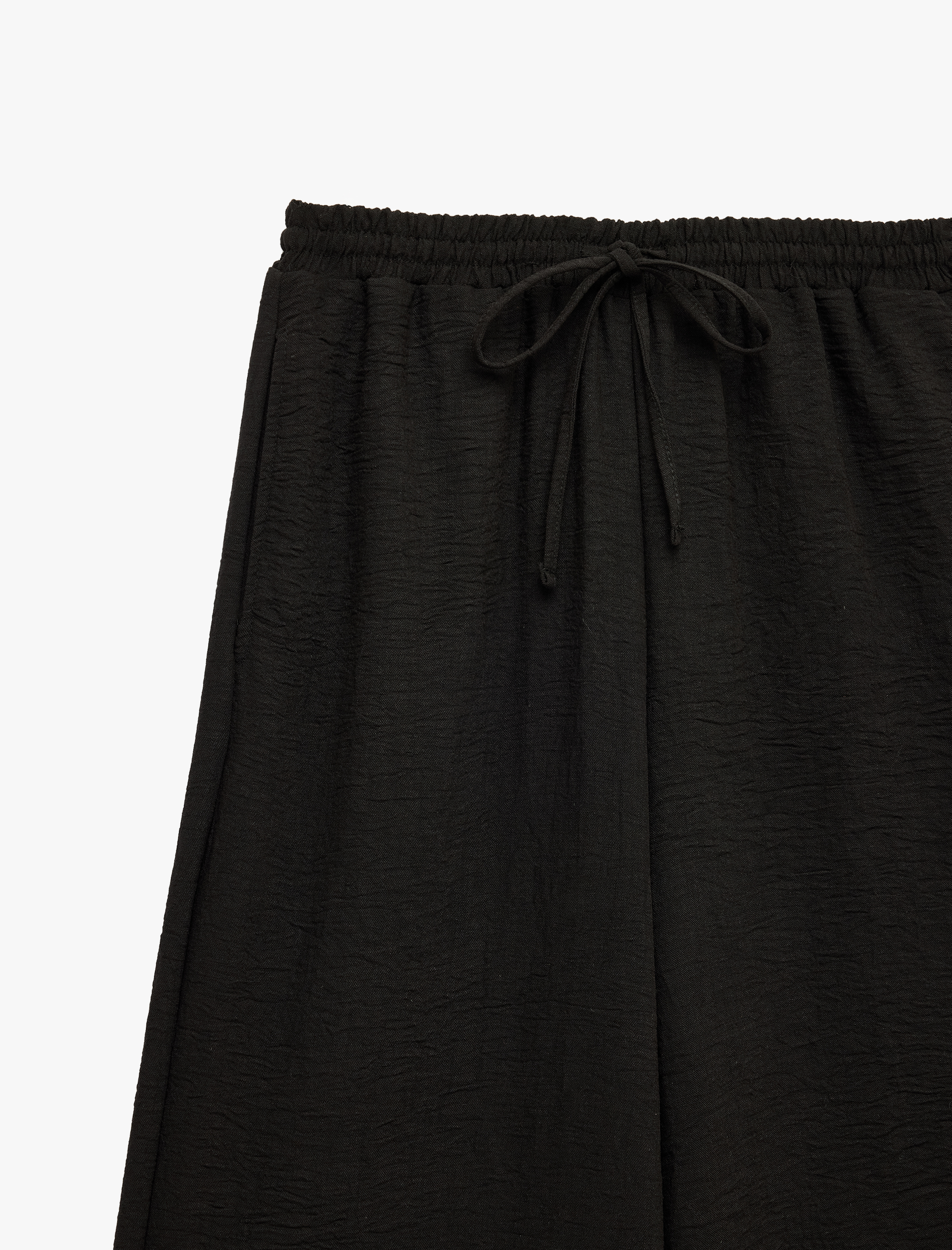   Beli Bağcıklı Geniş Paça Kumaş Pantolon