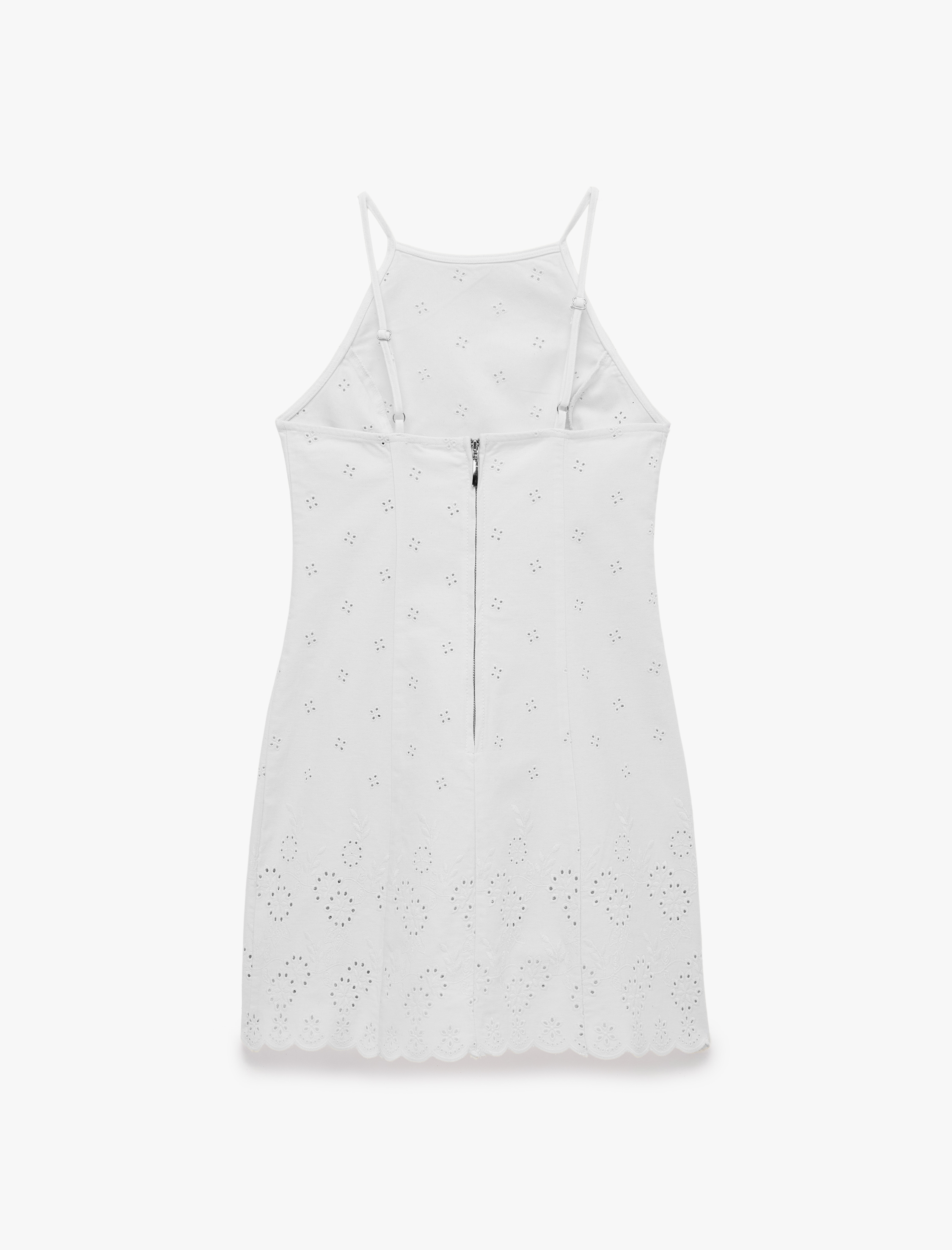   Pamuklu Halter Yaka Nakışlı Bodycon Mini Fisto Elbise