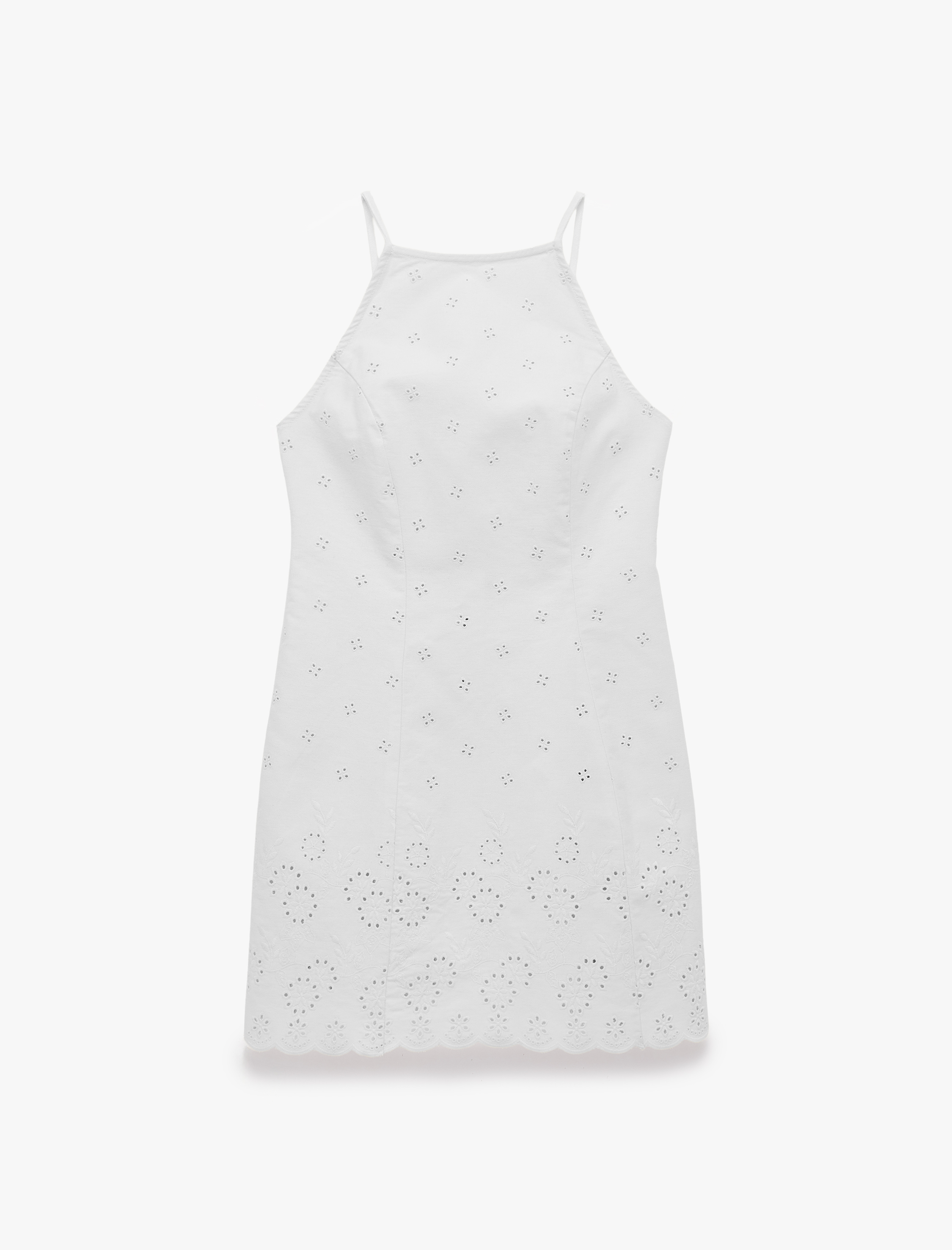   Pamuklu Halter Yaka Nakışlı Bodycon Mini Fisto Elbise