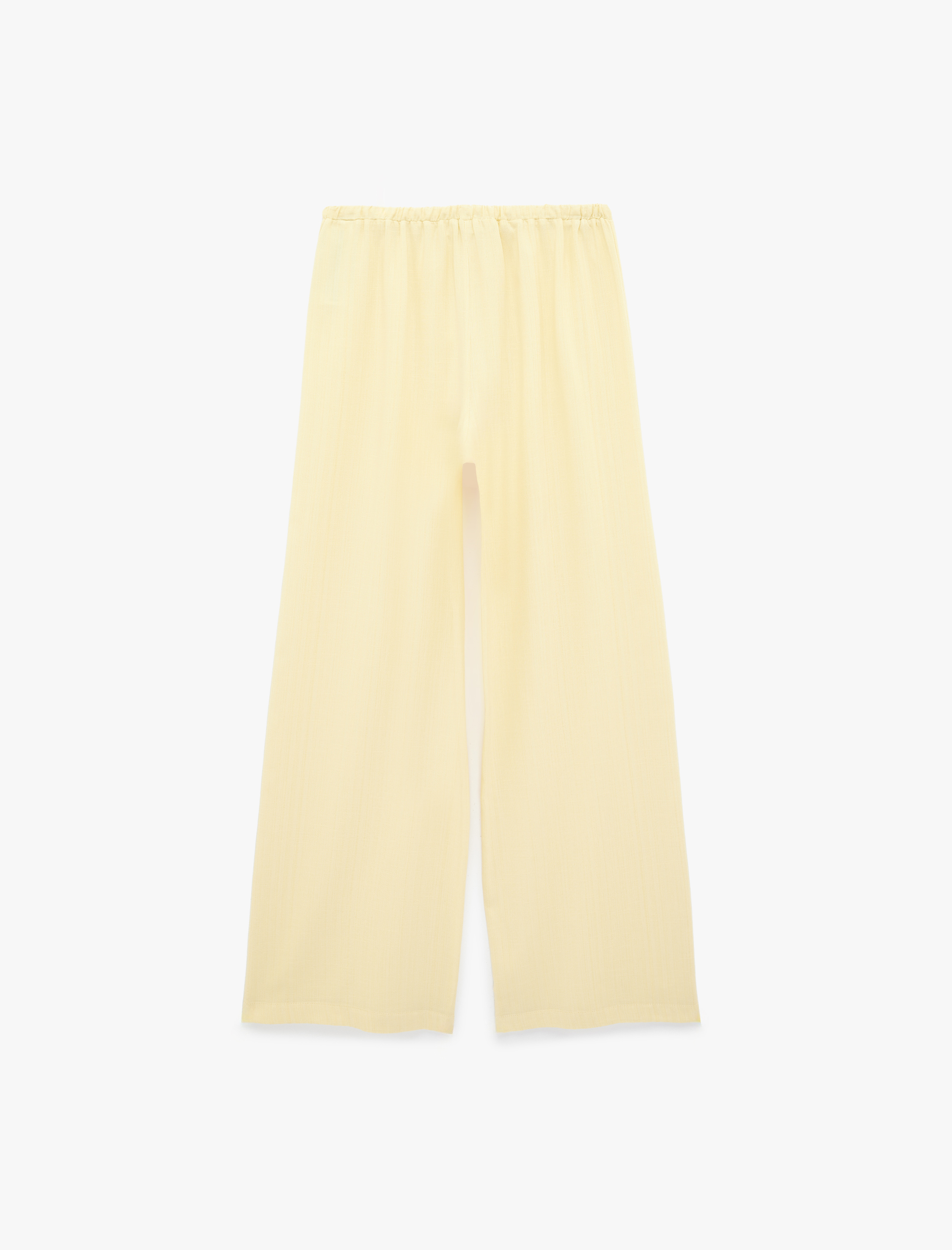   Viskon Karışımlı Beli Bağcıklı Geniş Paça Pantolon