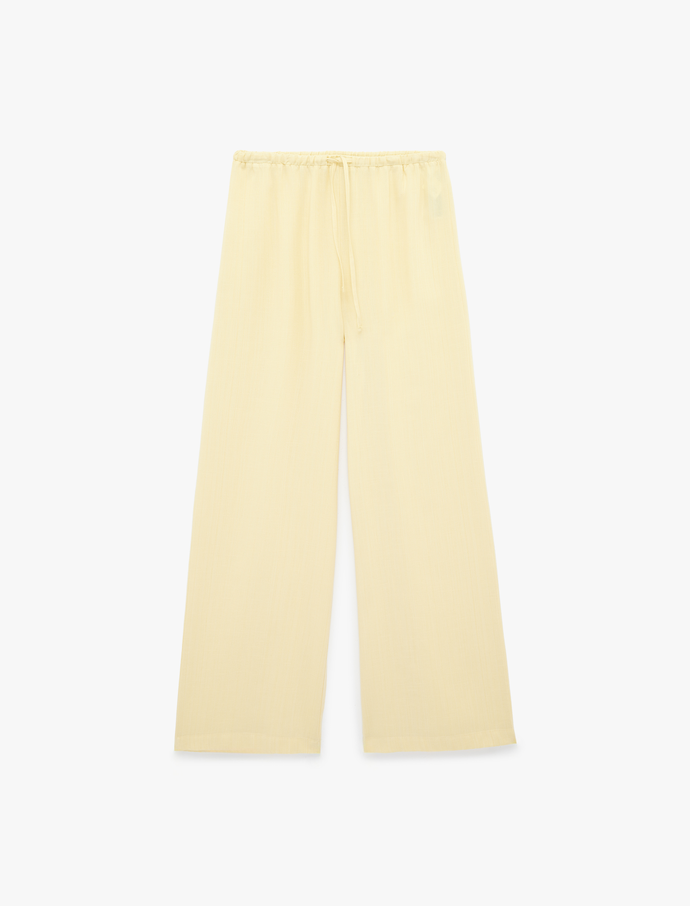   Viskon Karışımlı Beli Bağcıklı Geniş Paça Pantolon