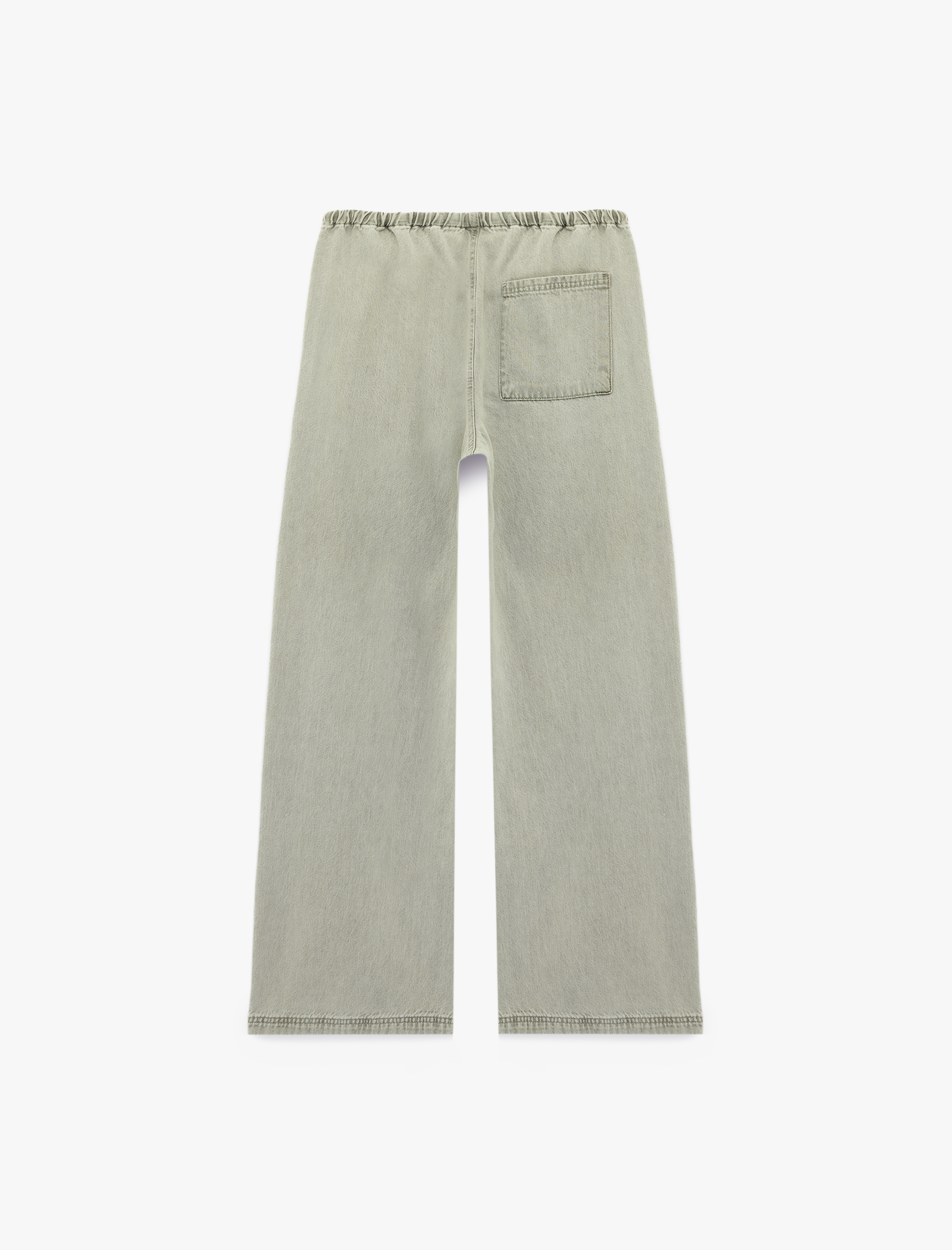   Beli Bağcıklı Cep Detaylı Bol Paça Denim Pantolon